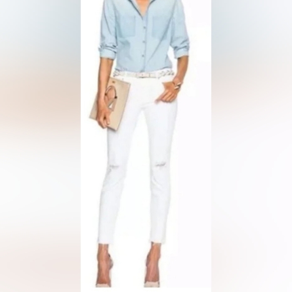 MOTHER White Skinny Distressed Jeans - Picture 1 of 10